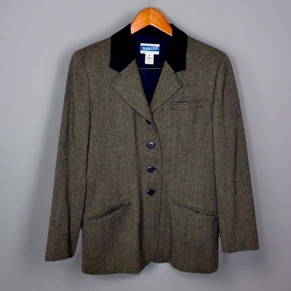 Pendleton Knockabouts Herringbone Women's Blazer 100% Virgin Wool - Picture 2 of 8